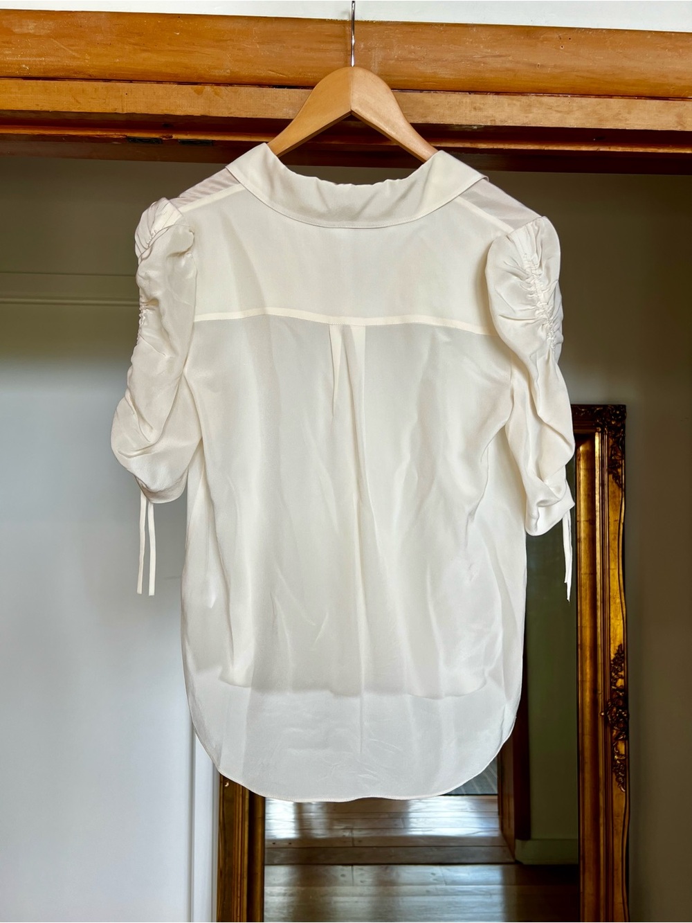 Veronica Beard Pipes & Shaw silk Carmine puff drawstring sleeve blouse size 6 - Picture 4 of 7